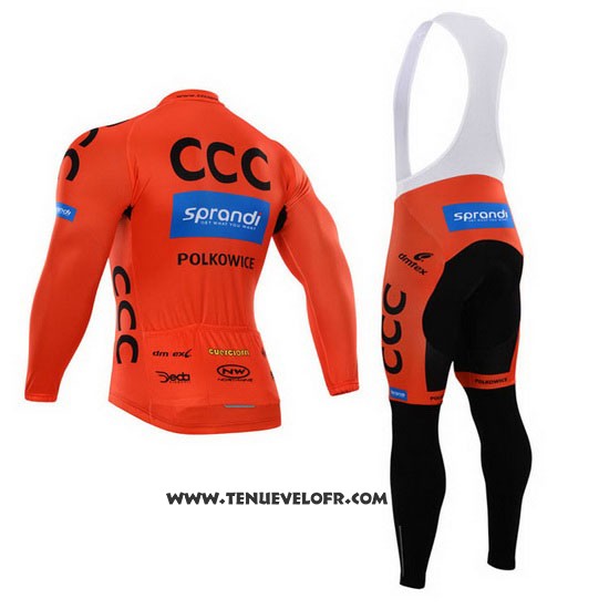 2015 Maillot Ciclismo CCC Noir et Orange Manches Longues et Cuissard